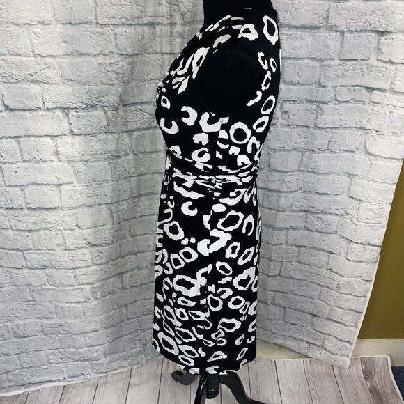 Valerie bertinelli fit & flare drape neck dress B&W woman sz 4 - Picture 6 of 10